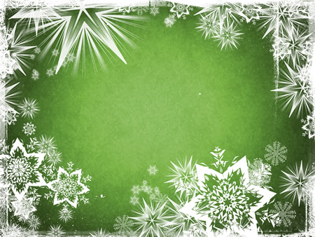 Green Christmas Background With Snowflake Border