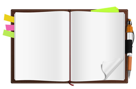 Blank Open Notebook with Curled Page PSD Download
