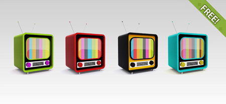 Retro Television PSD Icon